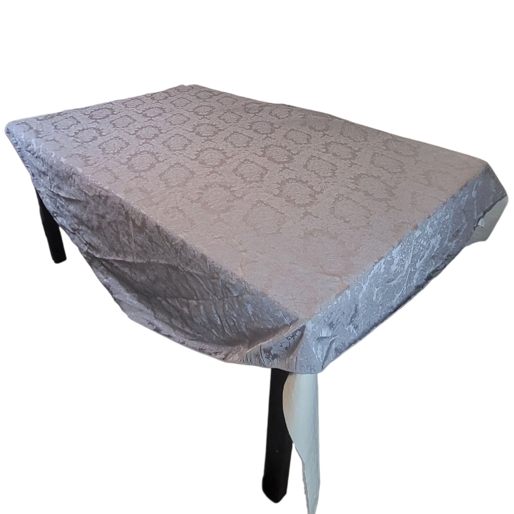 Vintage Avon Damask Floral Tablecloth, Silver